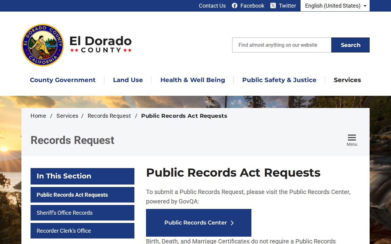 South Lake Tahoe public record request access through El Dorado County