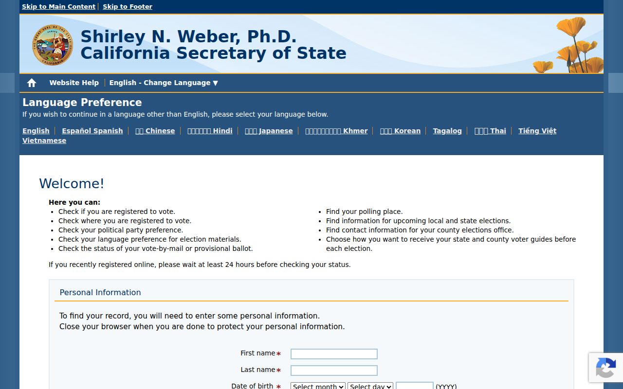 South Lake Tahoe voter registration My Voter Status lookup